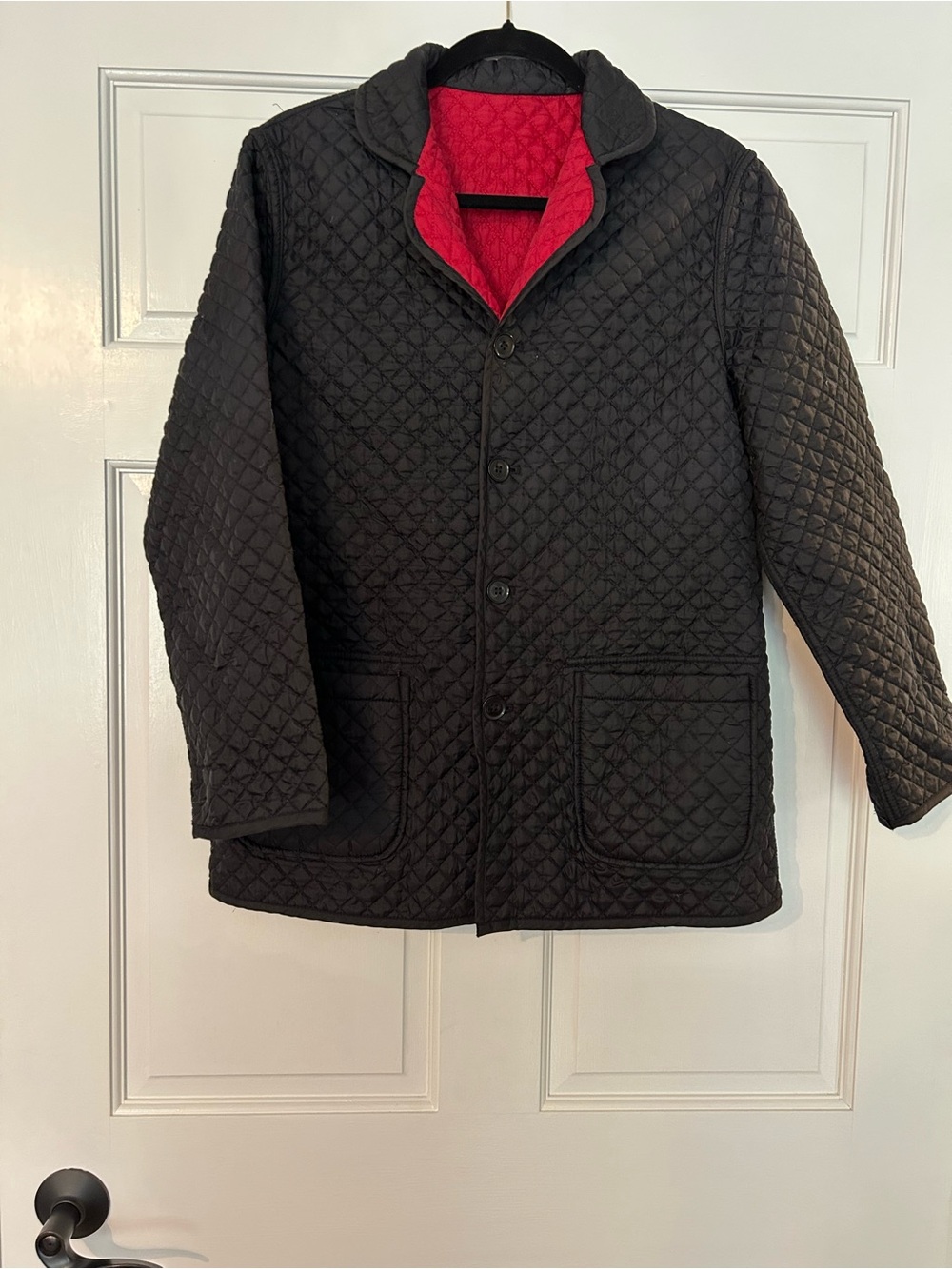 Black Quilted Men's Jacket with Red Lining